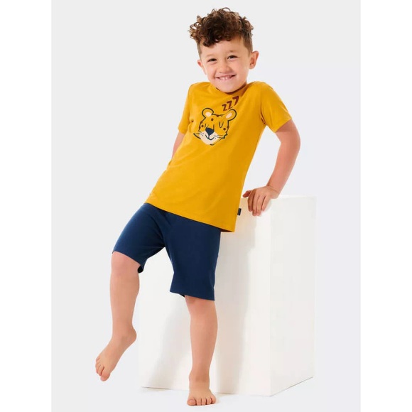 Schlafanzug kurz Organic Cotton Bambus Leopard gelb - Natural Love 98