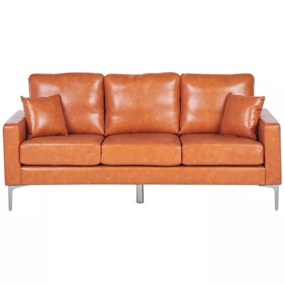 Beliani 3-Sitzer Sofa Kunstleder goldbraun GAVLE