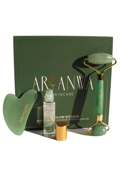 Gua Sha, Jade Roller & Roll On Set - The Glow Kit Jade Unisex Jade ONE SIZE