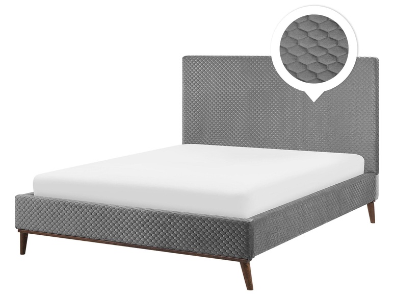 Bett mit Lattenrost aus Samtstoff Retro BAYONNE Bett mit Lattenrost aus Samtstoff Retro BAYONNE