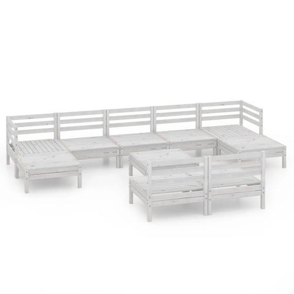 vidaXL 10-tlg. Garten-Lounge-Set Weiß Kiefer Massivholz