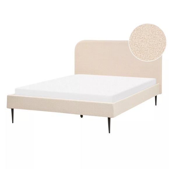 Bett mit Lattenrost aus Bouclé Skandinavisch FLAYAT Bett mit Lattenrost aus Bouclé Skandinavisch FLAYAT
