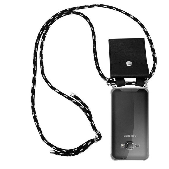 Handy Kette für Samsung Galaxy J1 2016 Silikon mit Silbernen Ringen