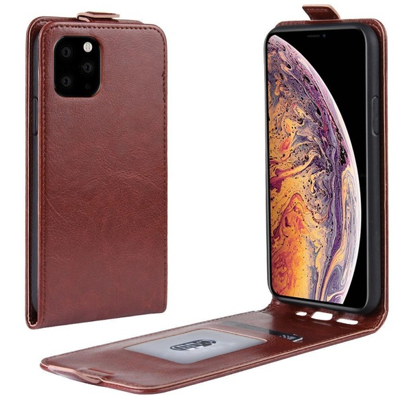 iPhone 11 Pro Max - Klassisches Leder Flip Case vertikal