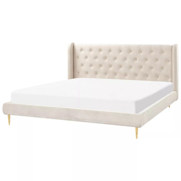 Bett mit Lattenrost aus Samtstoff Modern FORBACH Bett mit Lattenrost aus Samtstoff Modern FORBACH