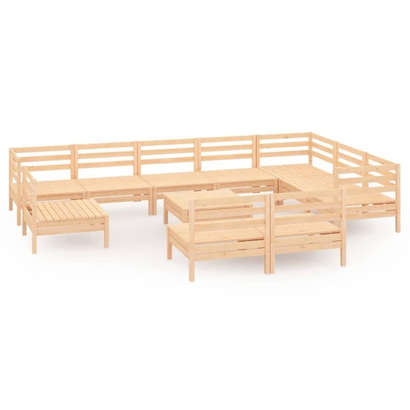 vidaXL 11-tlg. Garten-Lounge-Set Massivholz Kiefer