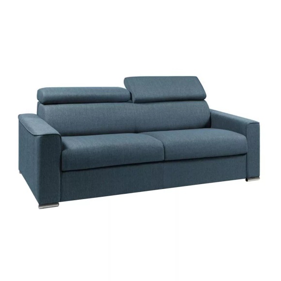 LINEA SOFA - Schlafsofa 4-Sitzer - Liegefläche: 160 cm - Matratzenhöhe: 18 cm mit Memory Schaum - Stoff - Blau - VIZIR, One Size