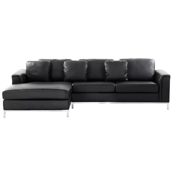 Beliani Ecksofa Leder schwarz rechtsseitig OSLO