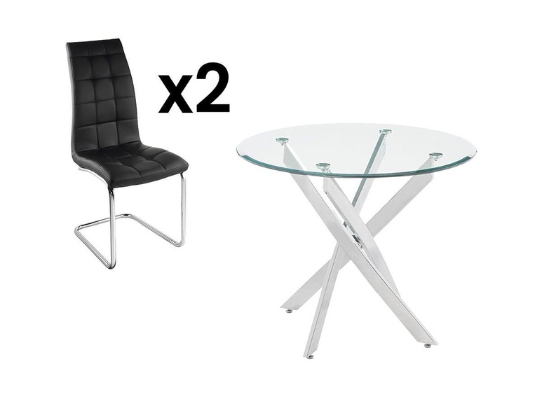 Sparset Esstisch Cosima + 2 Stühle Nadya Unisex Transparent ONE SIZE