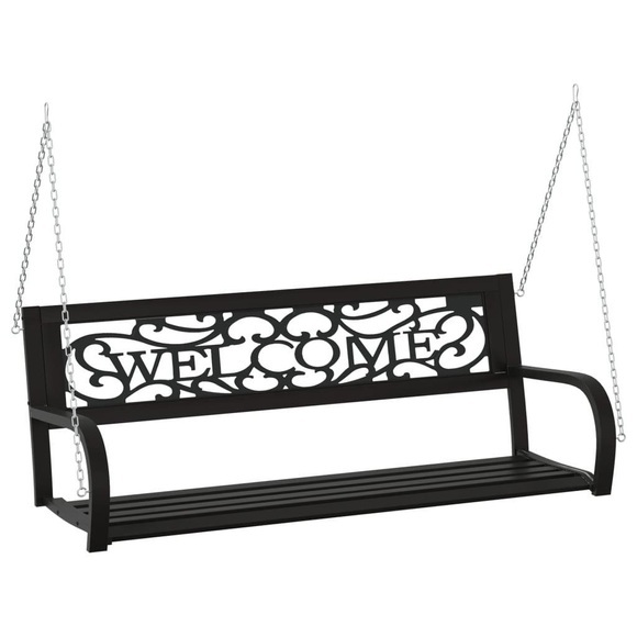 vidaXL Hollywoodschaukel 125 cm Stahl und Kunststoff Schwarz