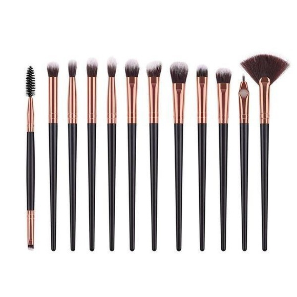 12x Make-up-pinsel - Schwarz Unisex Schwarz 12 Pezzi
