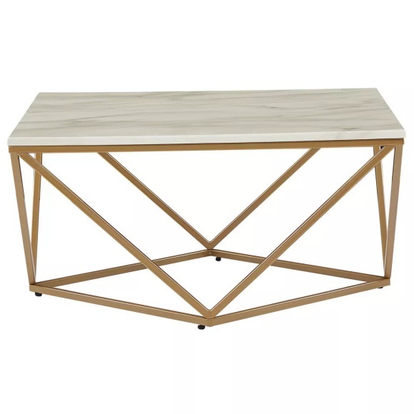 Beliani Couchtisch weiss/Gold Marmor Optik MALIBU
