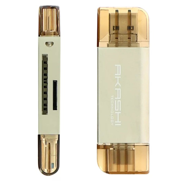 Akashi - Sd- und Micro Sd-Speicherkartenleser mit Usb-, Micro Usb- und Usb-Typ-C-Anschluss