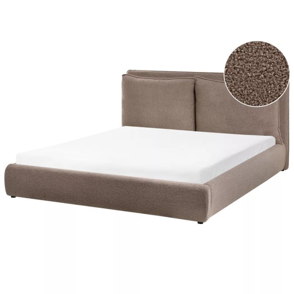 Beliani - Bett mit Lattenrost aus Bouclé  BAJONNA, 160X200CM, Braun Bunt