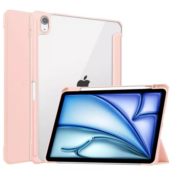 Cover-Discount - iPad Air 11 (M2 / M3) Schützende Acryl Tablethülle mit erhöhtem Rand, Rosa,