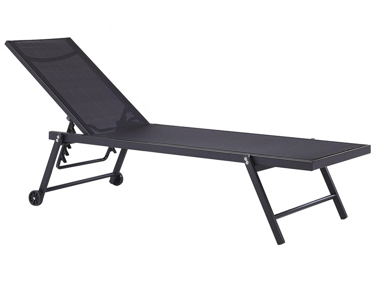 Beliani Gartenliege Aluminium Textilbespannung schwarz PORTOFINO