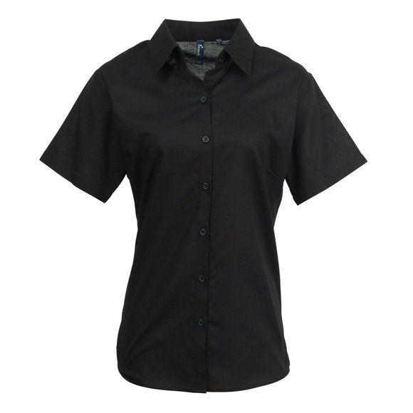 Oxfordbluse Bluse Arbeitshemd, Kurzärmlig Damen Schwarz 38