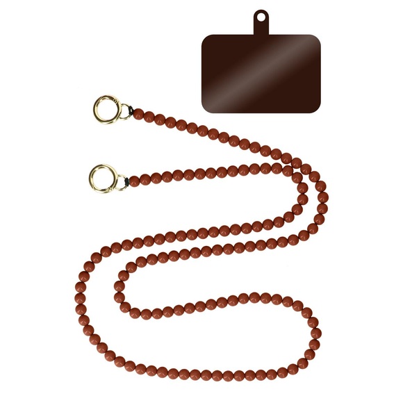 Handyschmuck, Kugelkette 120cm Braun