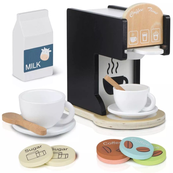 Kaffeemaschine Spielzeug Espressomaschine Kleinkind Spielzeug Küche Sets Unisex Schwarz