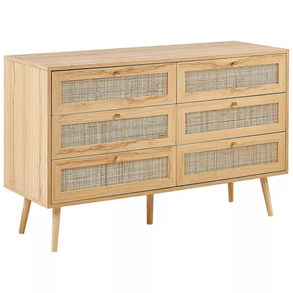 Kommode Mit 6 Schubladen Aus Rattan Modern Perote Unisex ONE SIZE