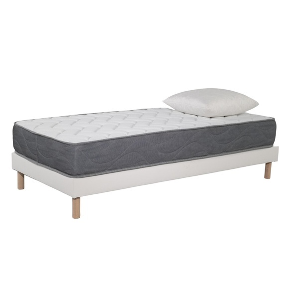 Matratzen-set Luxe | 90x190 Mit 1 Kissen 60x60 | Schaumstoff | 24 Cm | Boxspring Mit Weissem Bezug Unisex Weiss 90X190CM