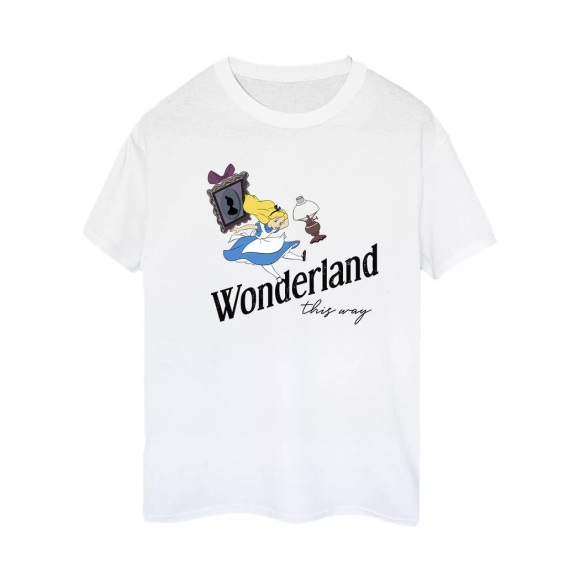 Alice In Wonderland This Way Tshirt Damen Weiss M