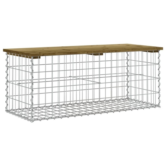 vidaXL Gartenbank aus Gabionen 103x44x42 cm Kiefernholz Imprägniert