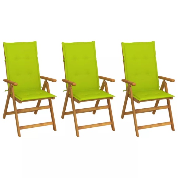 vidaXL Klappbare Gartenstühle 3 Stk. mit Auflagen Massivholz Akazie