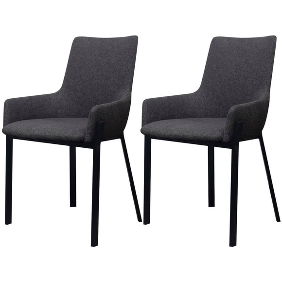 vidaXL Esszimmerstühle 2 Stk. Dunkelgrau Stoff