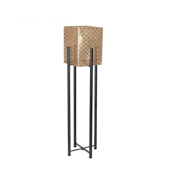 Metallpflanzenständer mit eisenpfanne und goldener vase h.60cm Metallpflanzenständer mit eisenpfanne und goldener vase h.60cm