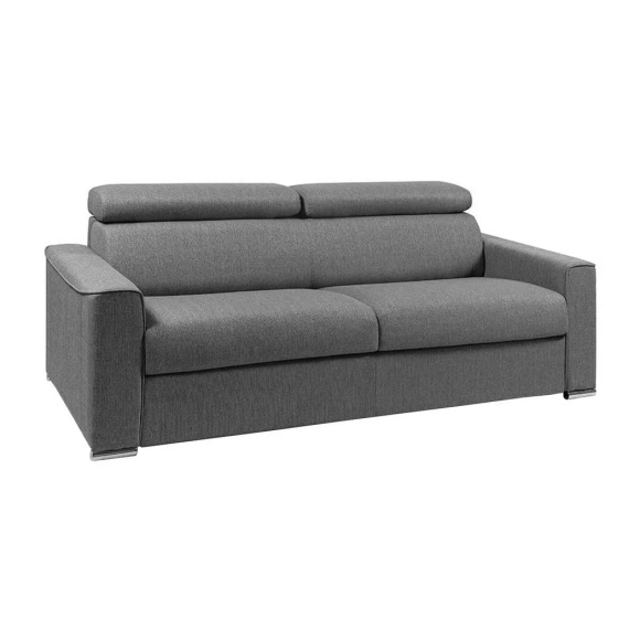 LINEA SOFA - Schlafsofa 4-Sitzer - Liegefläche: 160 cm - Matratzenhöhe: 14 cm mit Memory Schaum - Stoff - Grau - VIZIR, One Size