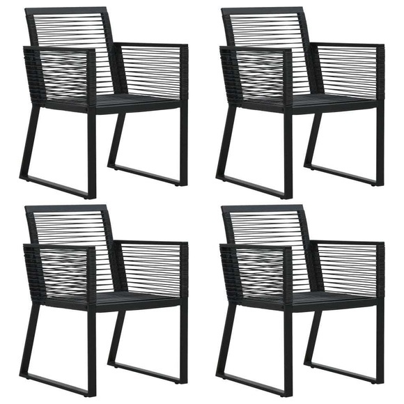 vidaXL Gartenstühle 4 Stk. Seil Rattan Schwarz