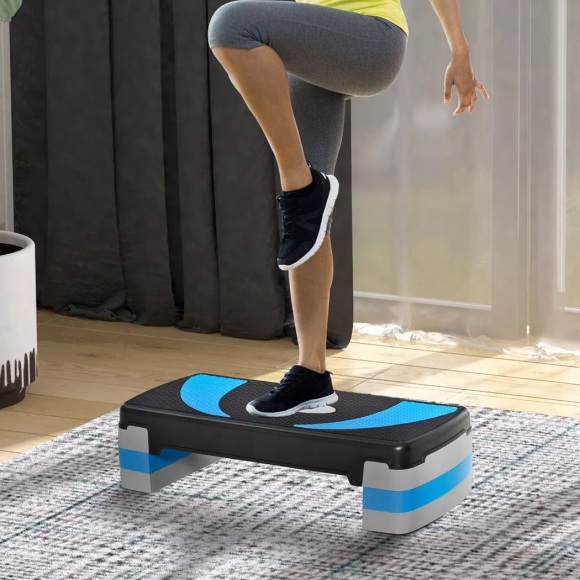 Northio - Steppbrett Aerobic-Stepper Höhenverstellbar Mit 3 Stufen (10/15/20Cm), Fitness Heimtrainer, Bis 150 Kg, Hellblau, 80X31X10-20 Cm, One Size