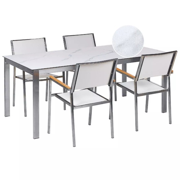 Gartentisch Set aus Sicherheitsglas Modern COSOLETO/GROSSETO Gartentisch Set aus Sicherheitsglas Modern COSOLETO/GROSSETO