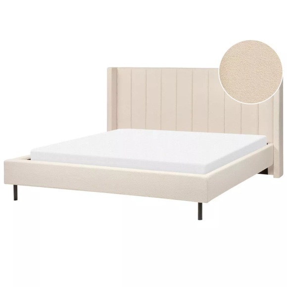 Bett mit Lattenrost aus Bouclé Modern VILLETTE Bett mit Lattenrost aus Bouclé Modern VILLETTE