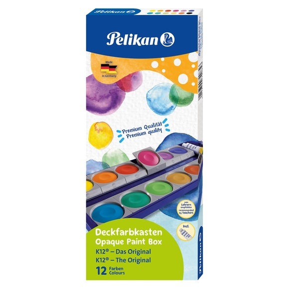 PELIKAN Deckfarben 735K/12 12 Farben Deckweiss