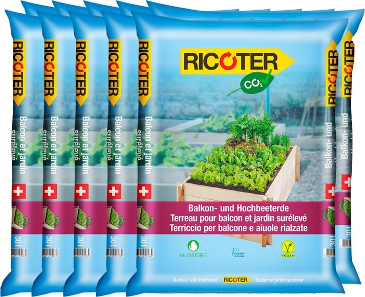 Ricoter Balkon- und Hochbeeterde, 10 x 30 l Spezialerde