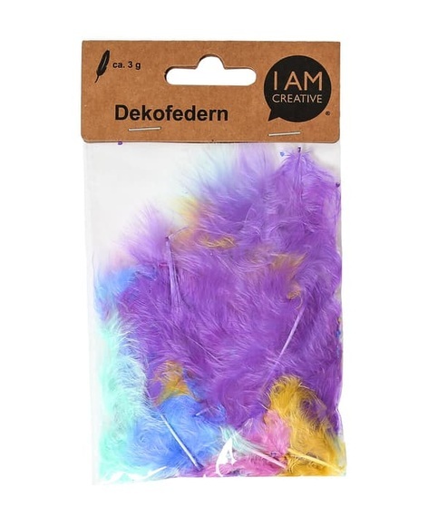 Dekofedern, Federn für Dekorationen und zum Basteln, Pastell-Mix, 5 - 8 cm, ca. 3 g