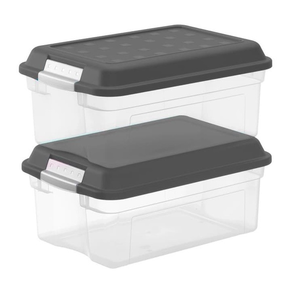 Rotho Box 13 l mit Deckel, A4, 2er-Set Aufbewahrungsbox