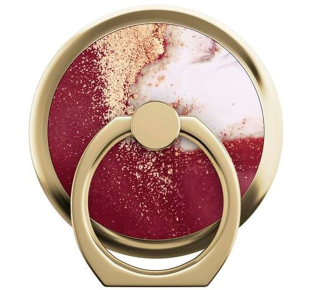 Ideal of Sweden - Magnetische Finger Griff Ring Halterung 360 Grad für Smartphones + Magneteinlage (IDMRM-149) - Golden Burgundy Marble