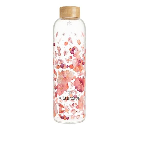 waterdrop Glasflasche Relax 1l Trinkflasche koralle