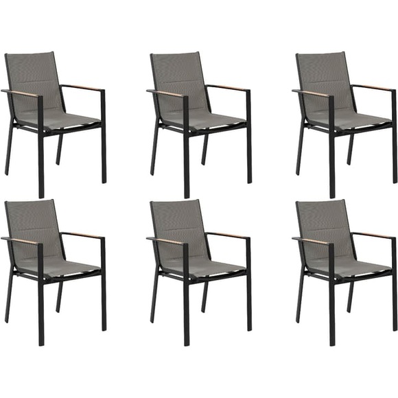 Beliani Gartenstuhl Aluminium schwarz 6er Set BUSSETO