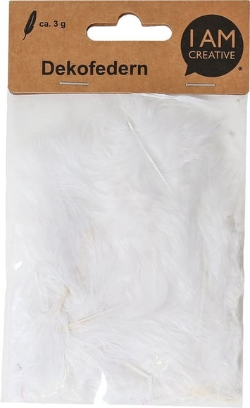 Dekofedern, Federn für Dekorationen und zum Basteln, Weiss, 5 - 8 cm, ca. 3 g