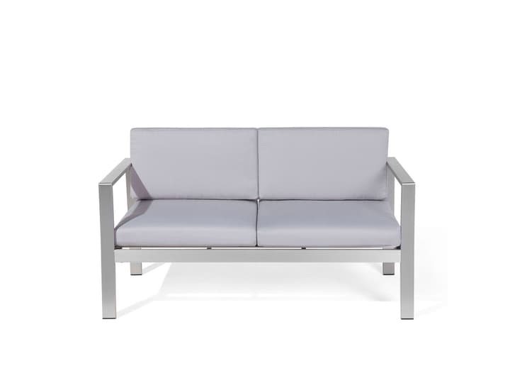 Beliani Gartensofa Aluminium 2-Sitzer Auflagen hellgrau Salerno
