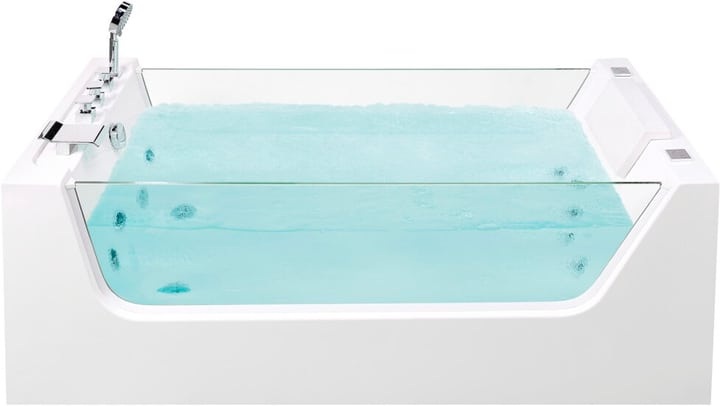 Beliani Whirlpool Badewanne weiss freistehend rechteckig 170 x 80 cm OYON Freistehende