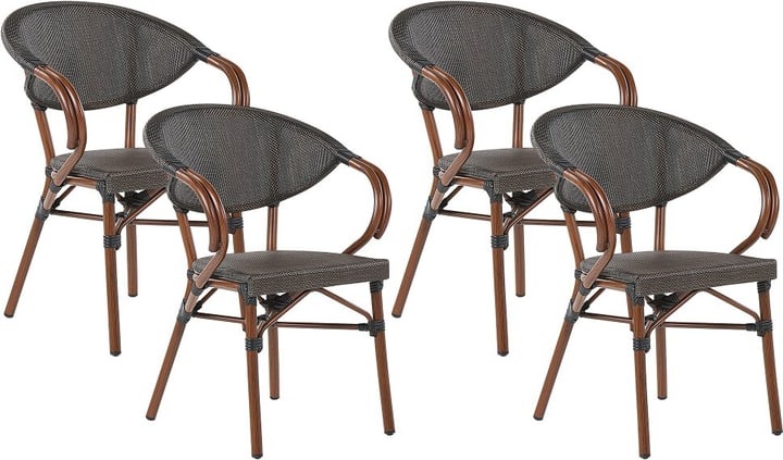 Beliani Gartenstuhl grau / dunkler Holzfarbton 4er Set Caspri
