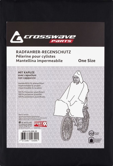 Crosswave Fahrrad-Regenpelerine Erwachsene schwarz