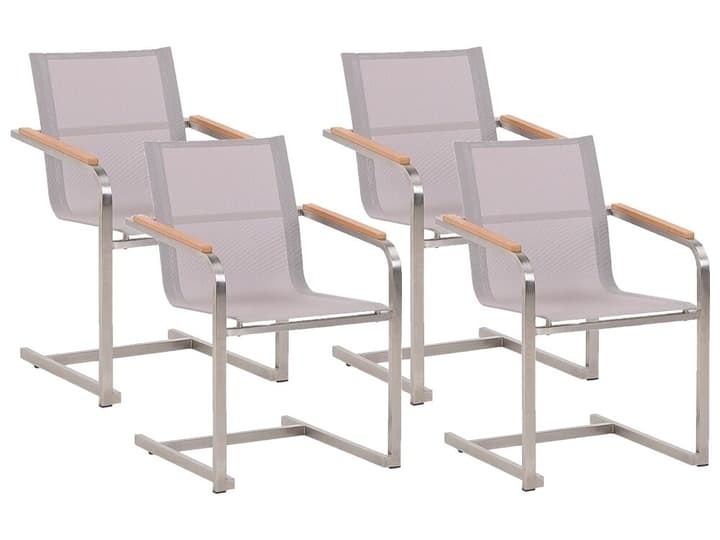 Beliani Gartenstuhl Edelstahl beige 4er Set COSOLETO