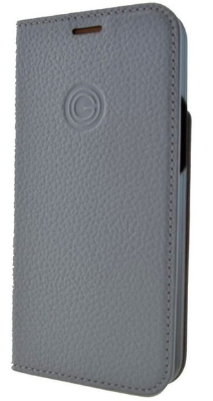 Mike Galeli - iPhone 12 / iPhone 12 Pro Echtleder Book Case Tasche Flip Cover Hand Made (MARCIP12_6.1-M03) - Grau