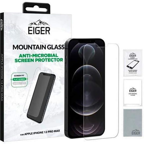 Eiger - iPhone 12 Pro Max Antimikrobielle Mountainglass+ Panzer Glas Display Schutzfolie Case Friendly (EGMSP00179)